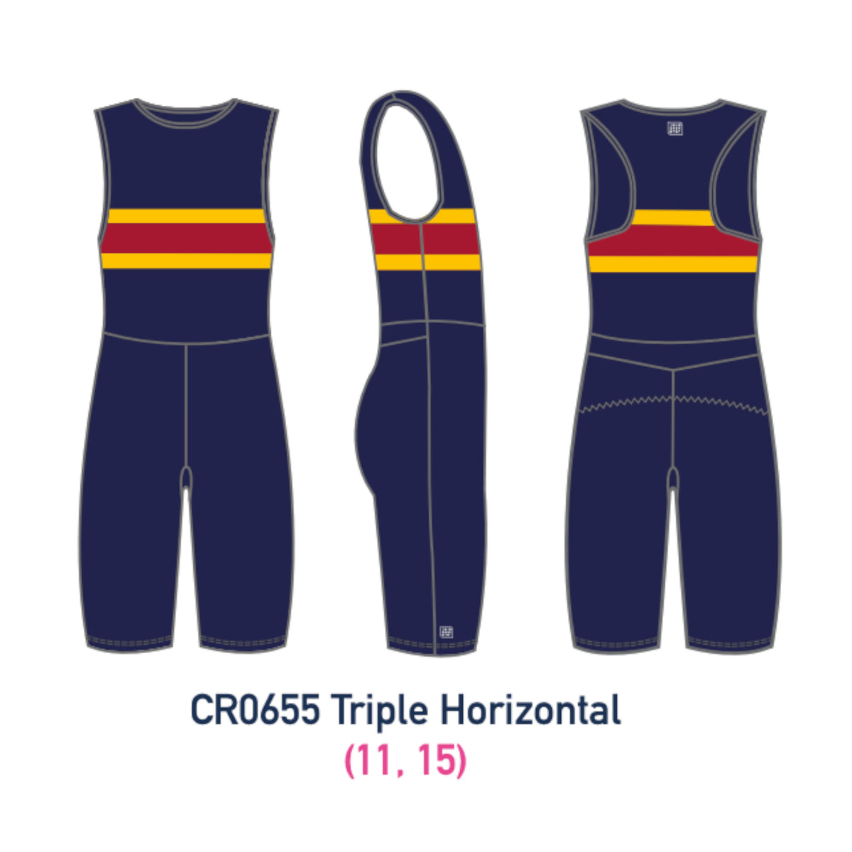 Custom Kit - Triple Horizontal Rowing Suit - Crewroom -