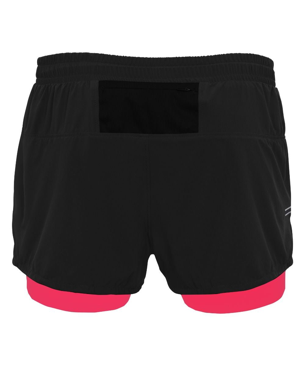 The 2 - in - 1 Trail Run Short 5" (Women's) - Crewroom - XS - Black Hi Viz Pink