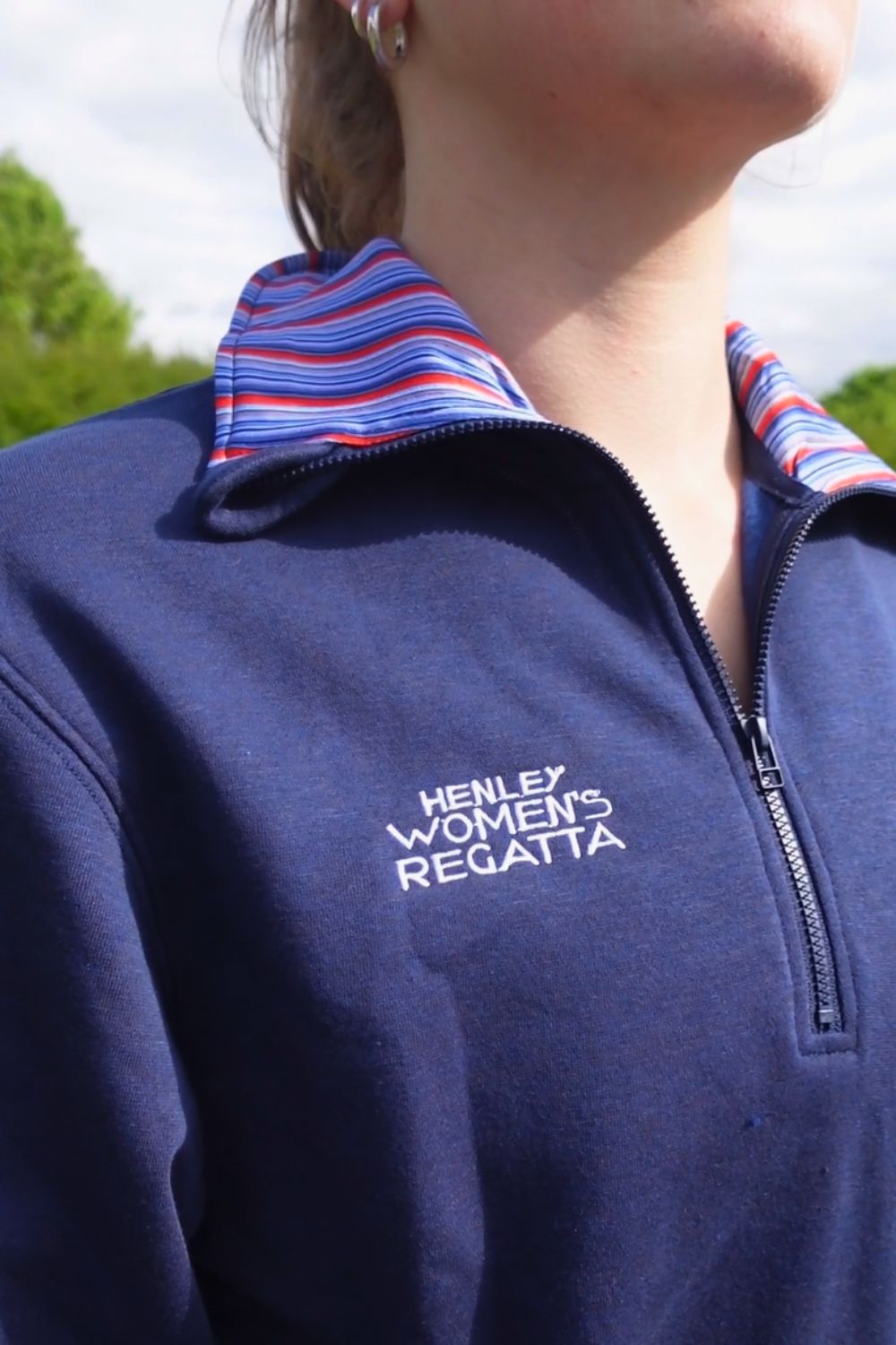 The HWR Navy 1/4 Zip Sweatshirt (Stripes)