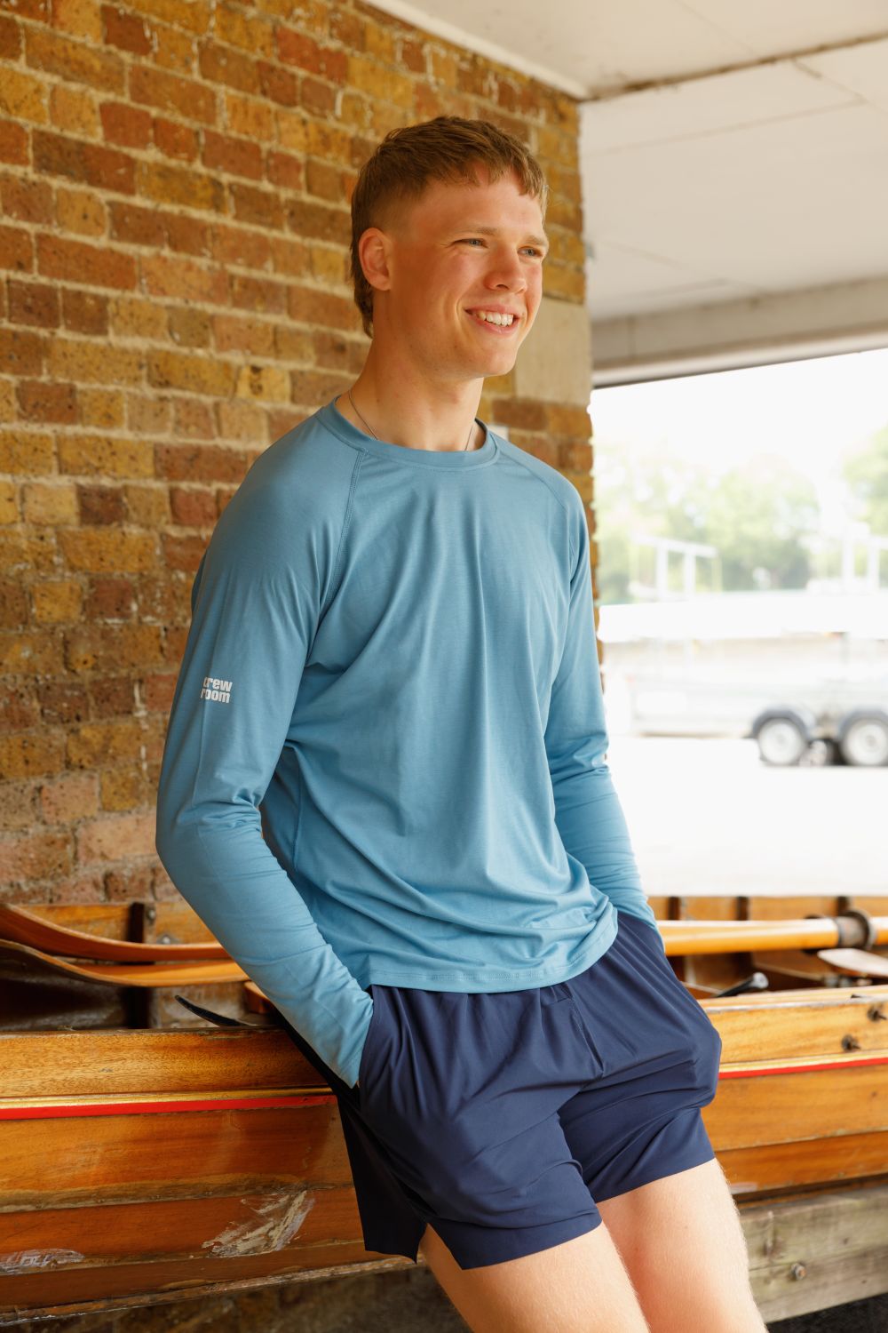Men's All Seasons Lightweight Long Sleeve Top - Crewroom - S - Bluestone