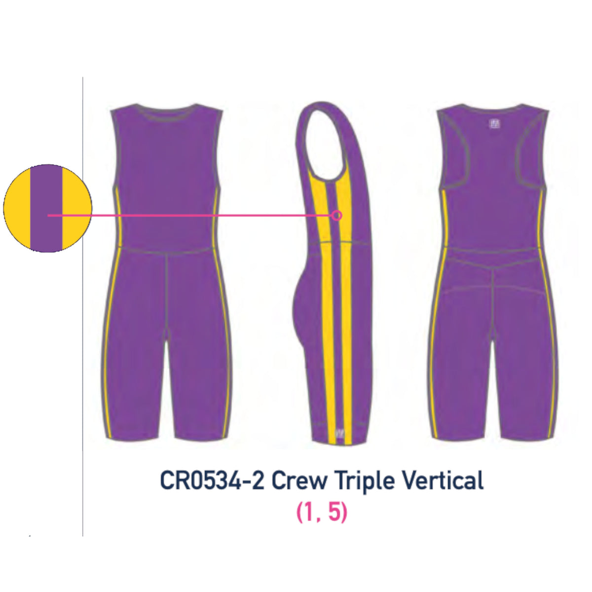 Custom Kit - Crew Triple Vertical Rowing Suit - Crewroom - 