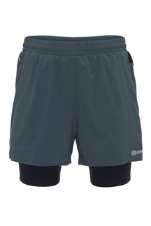 The 2 - in - 1 Trail Run Short 5" (Men's) - Crewroom - S - Deep Green Black