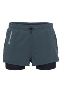 The 2 - in - 1 Trail Run Short 5" (Women's) - Crewroom - XS - Deep Green Black